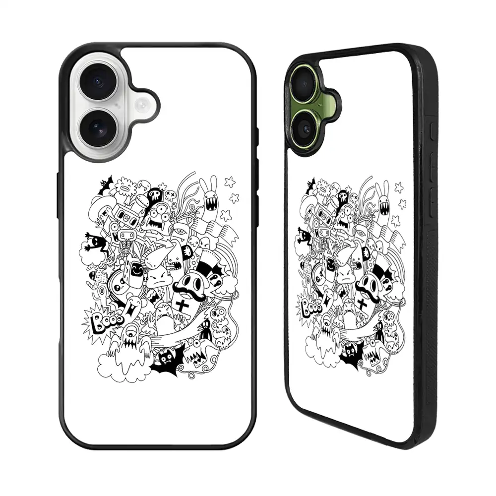 Doodle Art White iPhone 17 Case Back Covers MGC0065