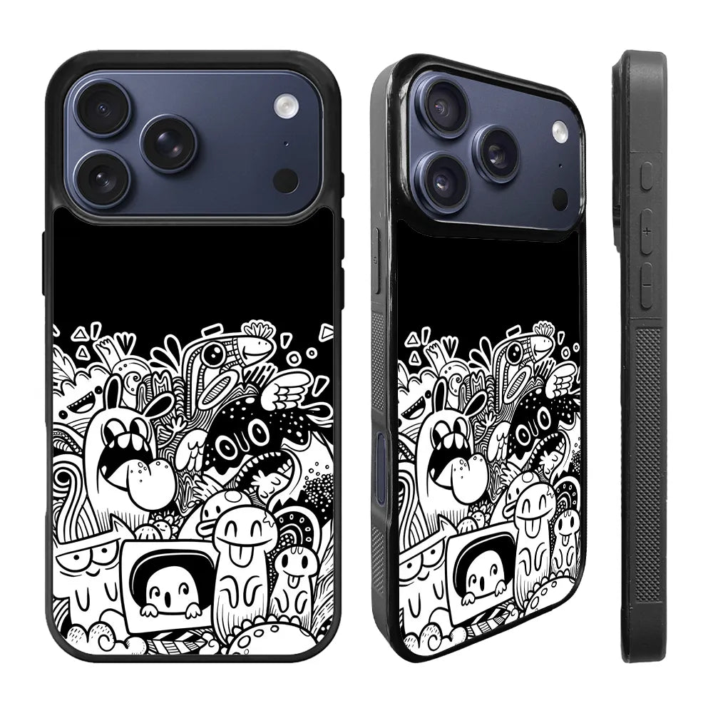 Doodle Art Black iPhone 17 Pro Max Case Back Covers MGC0060