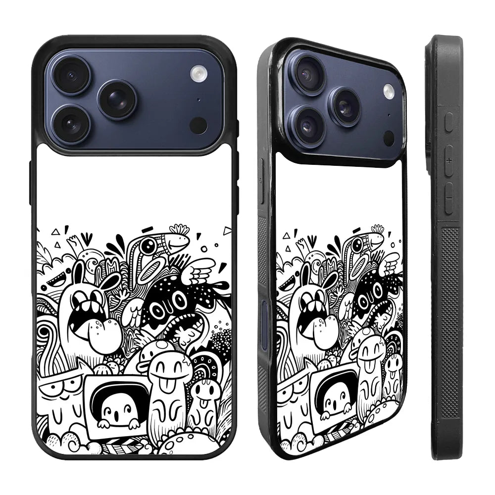 Doodle Art White iPhone 17 Pro Case Back Covers MGC0066