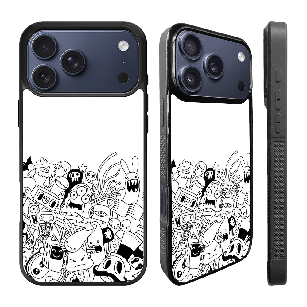 Doodle Art White iPhone 17 Pro Max Case Back Covers MGC0067