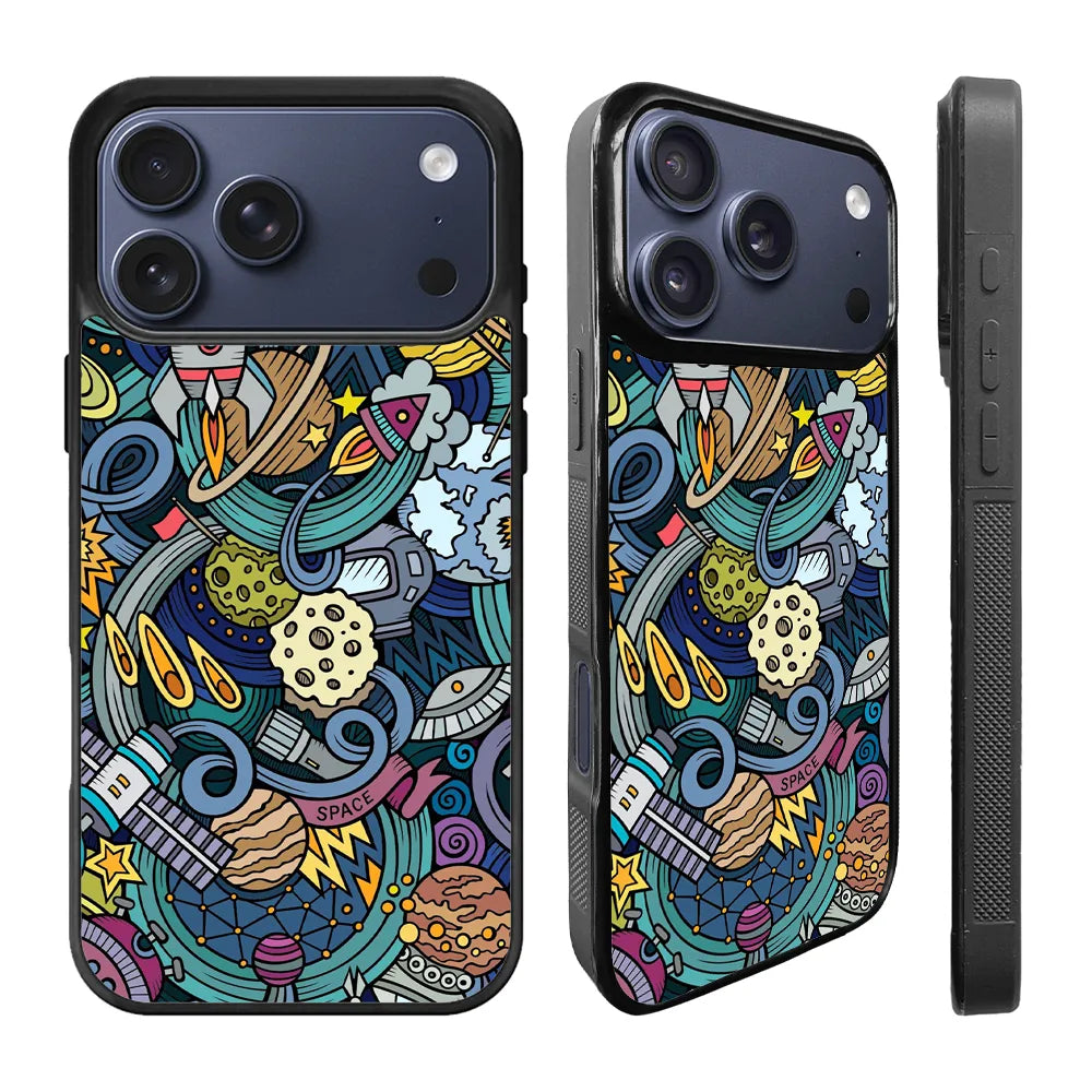 Doodle Space Art iPhone 17 Pro Case Back Covers MGC0077