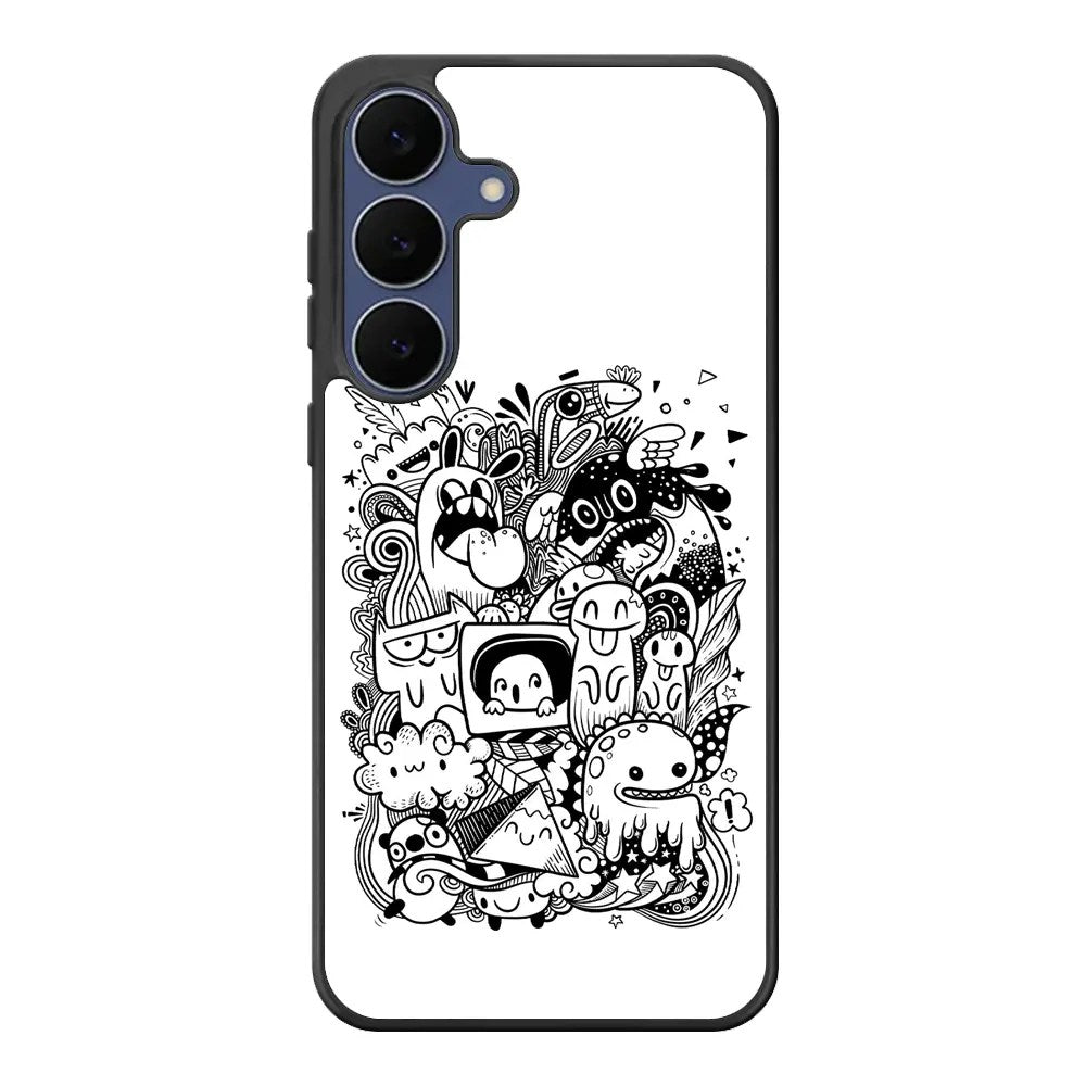 Doodle Art White Samsung Galaxy S25 FE Case Back Covers MGC0064