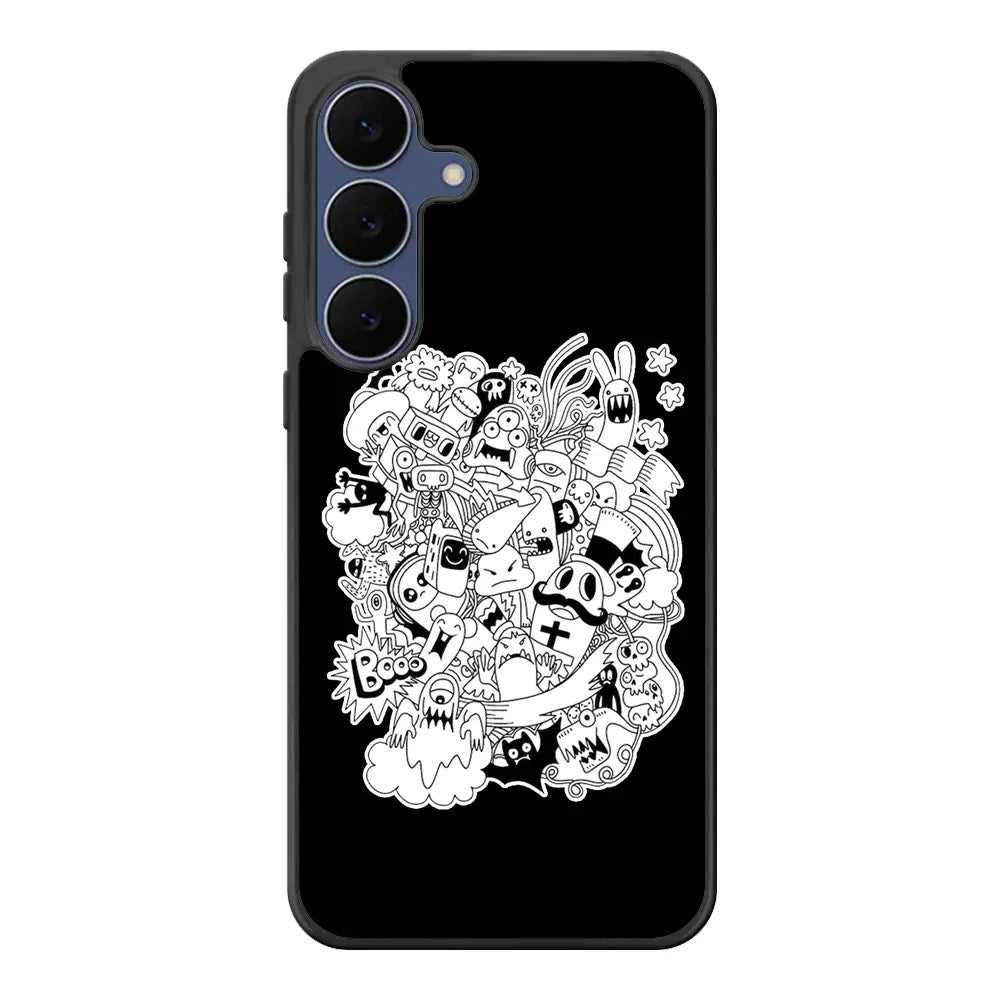 Doodle Art Black Samsung Galaxy S25 FE Case Back Covers MGC0059