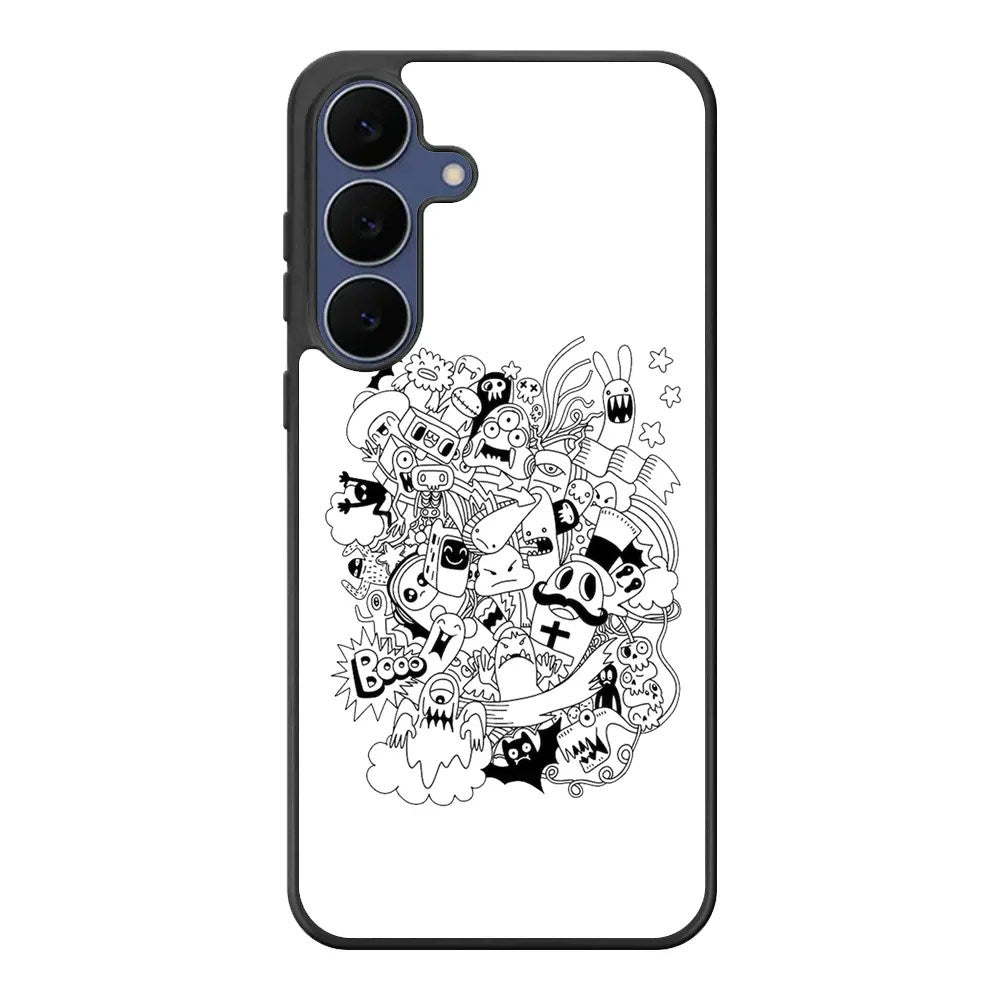 Doodle Art White Samsung Galaxy S25 FE Case Back Covers MGC0065