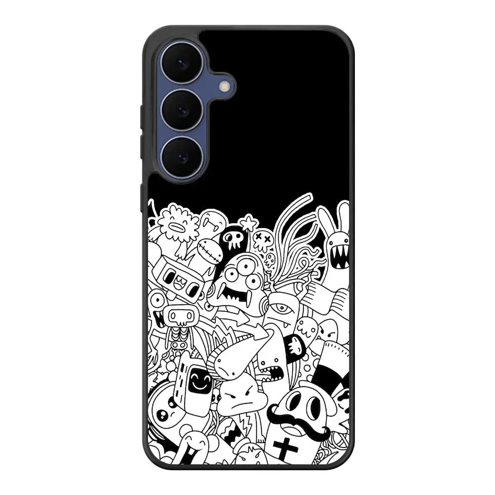 Doodle Art Black Samsung Galaxy S25 FE Case Back Covers MGC0061