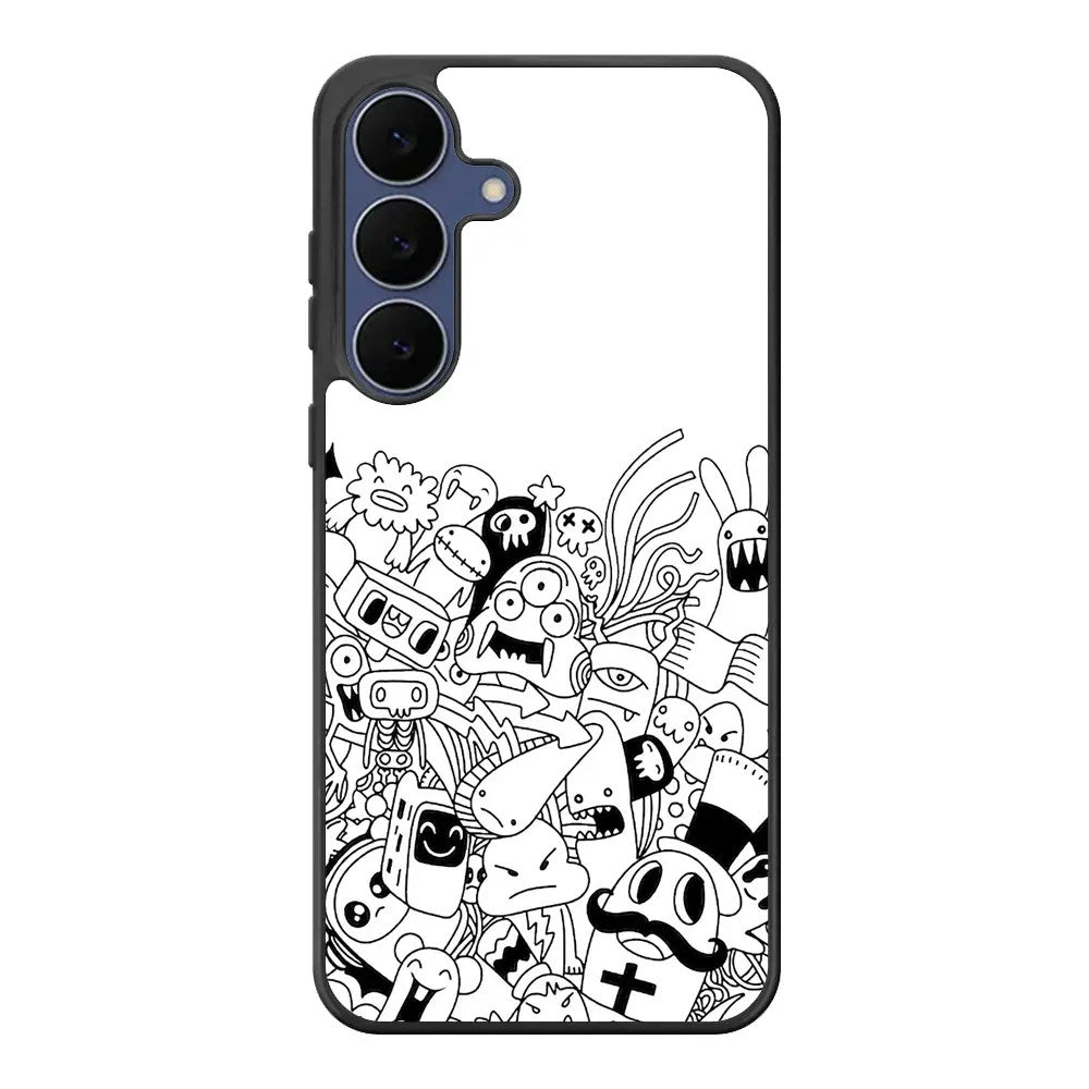Doodle Art White Samsung Galaxy S25 FE Case Back Covers MGC0067